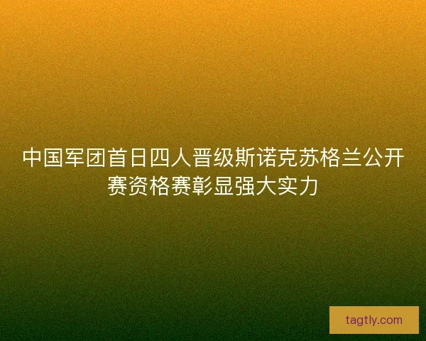 中国军团首日四人晋级斯诺克苏格兰公开赛资格赛彰显强大实力